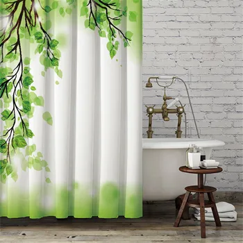 Šťastie Ďatelina Domáce Dekorácie Kúpeľňa Decor Sprchové Závesy Zelené Nepremokavé Polyesterové Opony Pre Kúpeľ Vaňou, Sprchovacím Kútom Dekor Hot