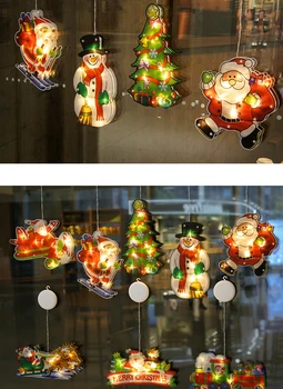 Šťastné A Veselé Vianoce, Santa Claus Led Prísavky Okno Závesné Osvetlenie Dekoratívne Atmosféru Scény Dekor Slávnostné Dekoratívne Osvetlenie