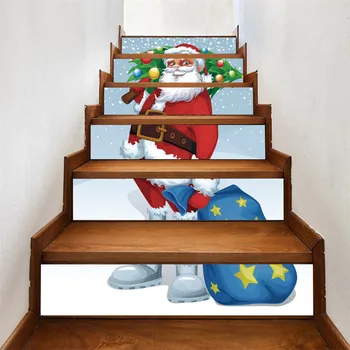 Šťastný Santa Claus, Schodisko, Nálepky, Nálepky Vinyl Schodisko Tapety DIY Samolepiace Vianočné Schodisko nástenná maľba Domova Dizajn