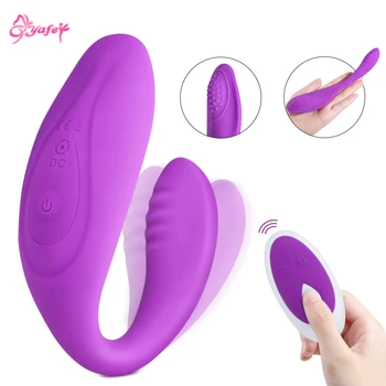 Žena Bezdrôtové Diaľkové U Typu Vibrátor USB Nabíjateľné G-Spot Stimulovať Silikónové Vibrátory pre Dospelých sexuálnu Hračku pre Pár Sex Produkt