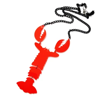 Žena Dlho Nadsázka Big Red Lobster Prívesky & Náhrdelníky Pre Ženy, Tvorivé Hiphop Spevák Bar Fashion show Šperky N18016