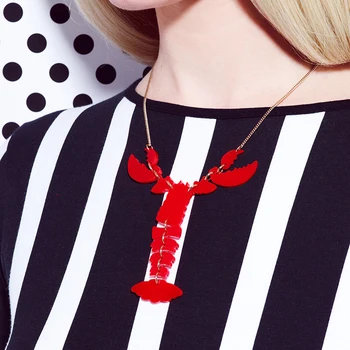 Žena Dlho Nadsázka Big Red Lobster Prívesky & Náhrdelníky Pre Ženy, Tvorivé Hiphop Spevák Bar Fashion show Šperky N18016