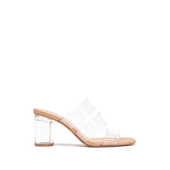 Ženské Akryl Crystal vysoké, Silné päty List sandalsSummer 2020 Nové Transparentné PVC Ženy Papuče