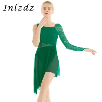 Ženské Balet Trikot Tanečné Šaty Prsta Čipky Bodice Asymetrický Korčuľovanie Trikot Šaty na Modernej Súčasnej Lyrickej