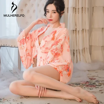 Ženské Japonské Kimono Sleepwear Župan Sexy Nightdress Pastoračnej Kvetinových Lúk Bielizeň Jednotné Pokušenie Sleepwear Hodvábne Rúcha