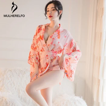 Ženské Japonské Kimono Sleepwear Župan Sexy Nightdress Pastoračnej Kvetinových Lúk Bielizeň Jednotné Pokušenie Sleepwear Hodvábne Rúcha