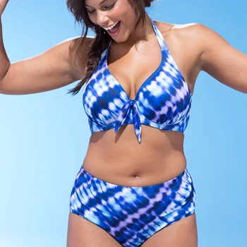 Ženské Plávanie Oblek Tlač Žena Plus Trojuholník Vysoký Pás Plavky, Veľkosť Žien Samostatné Plavky 4XL Kúpanie plážové oblečenie