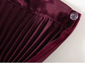 Ženské Skladaný Midi Sukne jednofarebné Jednoduché 2020 Nové Vysoký Pás Dlhé Sukne