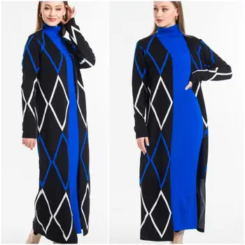 Ženy, 2ks Zimné Šaty Islamské Oblečenie Moslimských Módne turecký Vyrobené Vysoko Kvalitné Bežné Denné Štýl Tricoat Teplé Nové 2021