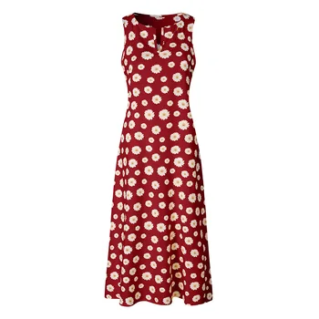 Ženy bez Rukávov tvaru Šaty Daisy Tlač Dámy Letné Módne Oblečenie pre Nakupovanie na Denné Nosenie