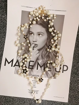ženy camellia dlhé, prívesky, vrstvený perlový náhrdelník collares de moda 2020 list Č. 5 kvet strany šperky