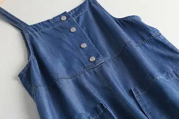 ženy denim celkovo nohavice vrecká bez rukávov modrá backless ležérne džínsy remienky jumpsuit streetwear nohavice jumpsuit