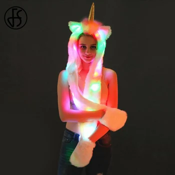 Ženy, Dievčatá Dospelých Darček Sexy Kostýmy LED Umelú Kožušinu Klobúk Zvierat Jednorožec Teplé Zvierat Spp Šatku S Vrecku Strany Novinka Cosplay
