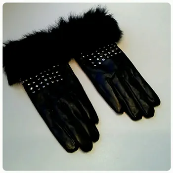 Ženy dovezené z ovčej rukavice reálne fox kožušinové rukavice módne nity zimné vodičské rukavice originálne kožené rukavice ženy AG-17