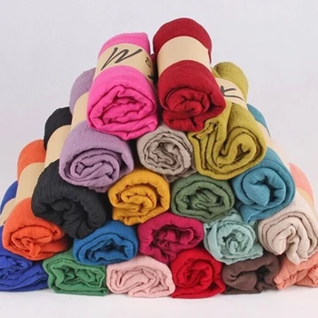 Ženy Farbou Dlhý Šál Zábal Vintage Bavlnená posteľná Bielizeň Veľký Šál Hidžáb Elegantné Q1FE