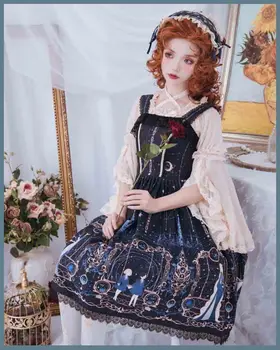 Ženy Gothic Lolita Šaty Vintage Jumperskirt JSK Modré Červené Originálne Astrológia Tlač Princezná Šaty Pre Ženy, Dievčatá Plus Veľkosť XL