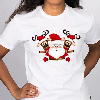 Ženy Grafické Mačka Pohode Karikatúra 90. rokoch Nový Rok Veselé Vianoce Oblečenie Tlač Topy Lady Tees Oblečenie Žien Tričko T-Shirt