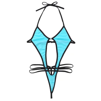 Ženy jednodielne Plavky Mini Micro Bikini Set Opaľovacie Plavky, spodná Bielizeň, plavky s uväzovaním za Krk Self-tie High Cut Tangá Plavky Pláže