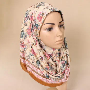 ženy jersey vytlačené kvetinový šátek české elastické kešu letné šatky šály, hidžáb moslimských dlho zábal hlavový most šatku 180*80 cm