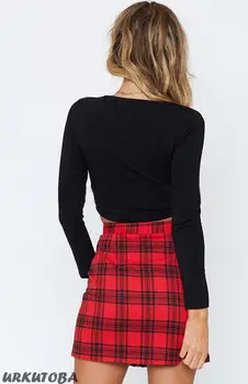 Ženy Koberčeky Vysoký Pás Checker Zips A-line Mini Sukne, Mini Sukne Letné Nohavice Veľkosť 6-12