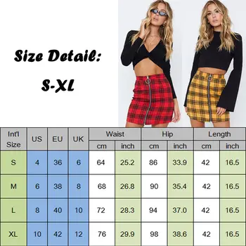 Ženy Koberčeky Vysoký Pás Checker Zips A-line Mini Sukne, Mini Sukne Letné Nohavice Veľkosť 6-12