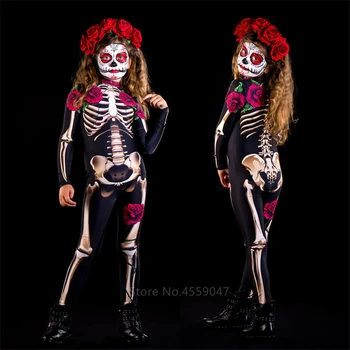 Ženy Kostry Ruže Sexy Kombinézu Halloween Diabol Ghost Vidina Jumpsuit Romper Party, Karneval, Výkon Cosplay Strašidelné Kostýmy