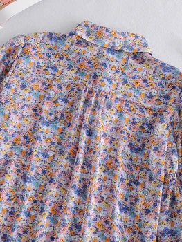 Ženy Kvetinový Tričko Jeseň 2020 Nové Módne Dlhý Rukáv Vytlačí Blúzka Žena Voľné Košele