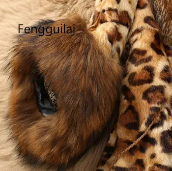 Ženy Leopard Kabát Umelú Kožušinu Imitácia Mýval Kožušiny Golier Stredne Dlhý Kabát Teddy Bunda Veste Fourrure Femme Manteau Fourrure