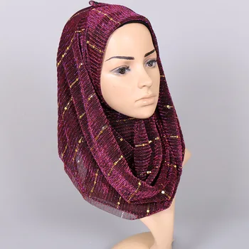 Ženy lesk šatku Módne pevné šatky lurex šály, moslim hidžáb ľahký zábaly móda jeseň šatky 180*66 cm 10pcs/veľa