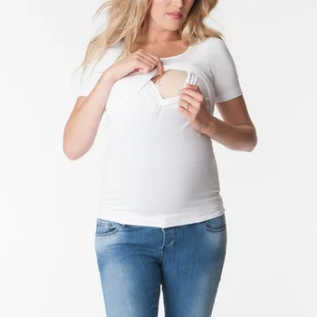 Ženy Materskej Bežné Tričko Bez Rukávov Dojčenie Oblečenie Čistá Farebná Mozaika Ošetrovateľskej Top Bežné Tehotné Tričko Oblečenie