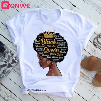 Ženy Melanínu Panna Black Queen Tlačiť T-shirt Dievča, Black Žije Ohľadu na to, Zábavné 90. ROKOV Tlač Topy Čaj,Drop Ship