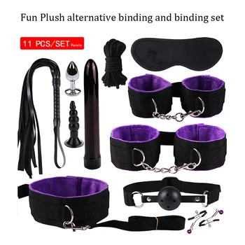 Ženy, Mužov Sexuálne Hračky pre BDSM Hry Handcuff bič lano Análny plug Úst plug Vibrátor Erotické pomôcky Bondage Set