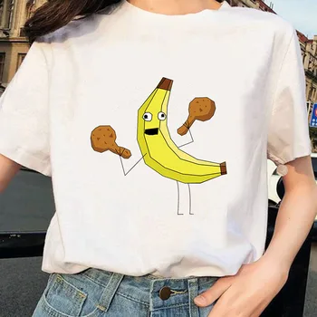 Ženy O Krk Letné biele Tričko Nadrozmerná Topy Tees Plus Veľkosť Ženy Krátke Sleeve T-shirt Zábavné Banán Print T Shirt
