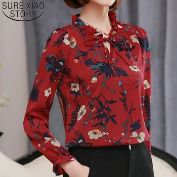 Ženy oblečenie 2021 žena tričko s dlhým rukávom ženy Móda žena blúzky plus veľkosť tlače Šifón, blúzky, košele blusas 1281 40