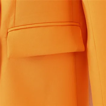 Ženy Orange Oblek, Sako Dvojité Breasted Žena Dlhý Rukáv Elegantné Dámske Sako Práce Nosiť Sako Formálne Vyhovuje
