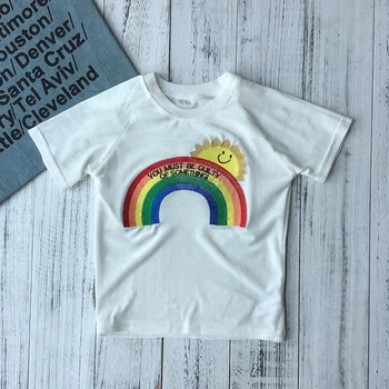 Ženy Rainbow List Vyšívanie Stúh Biela Plodín Top 2019 Lete Vintage T Košele, Ženské Harajuku Slim Fit T-shirt Tee Tričko