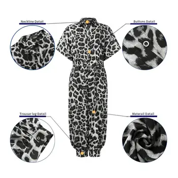 Ženy Remienky Bežné Krátke Rukáv V Krku Sexy Kombinézach Celmia Dámy Letnej Leopard Tlač Playsuits Plus Veľkosť Elegantné Bodaysuit