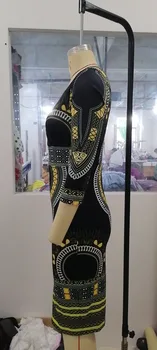 Ženy Retro Vytlačené Sexy Bodycon Šaty V Krku Vintage Úrad Práce Elegantné Štíhle Dámy Práce Nosiť Žena Afriky Móda Jeseň