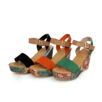 Ženy Sandále 2019 Platformu Kliny Topánky Na Podpätkoch Sandalias Mujer Lete Klin Tlač Letné Topánky Zapatos Mujer 34-39