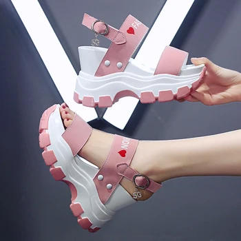 Ženy Sandále 2020 Letné Módne Sandále Na Vysokom Opätku Gladiator Sandalias Vysokým Podpätkom Robustný Platformu Ležérne Topánky Žena