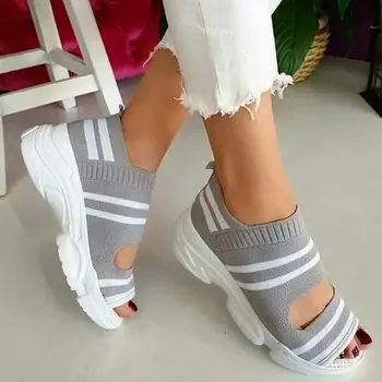 Ženy sandále 2020 letné módy prekladané hrubé dno dámske športové topánky výšky rastúci ženy platformu sandále pláže topánky