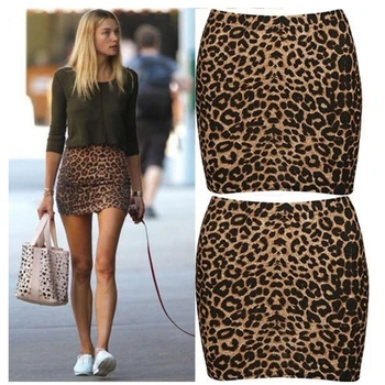 ženy sexy Bodycon leopard tlač sukne strane zips faldas mujer žena základné streetwear lete bežné mini sukne, Mini Sukne