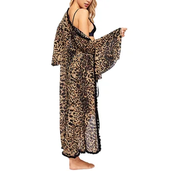 Ženy Sexy Župan Leopard Kimono Zimné Jeseň Bežné Sleepwear Oka Odev Elegantná Kúpeľňa Spa, Župan