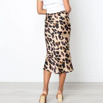 Ženy Sukne Lete Plus Veľkosť Leopard Podkolienok Ceruzku Sukne Ženy Vintage Bavlna Split Sukne Jupe Femme Faldas Mujer
