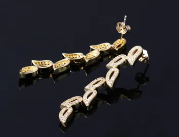 Ženy, svadobné Šperky Nastaví farbu zlata w/ CZ kameň luxusný 2 ks šperky súpravy ( náhrdelník + náušnice ) Zadarmo zásielky