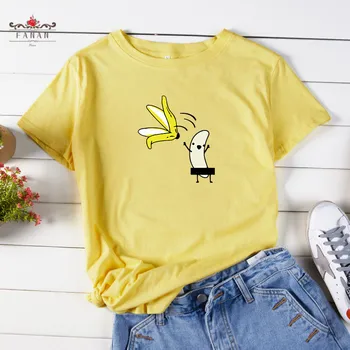 Ženy T-shirt Plus Veľkosť Grafiky Tees Pre Ženy Krátky Rukáv Príležitostné Voľné 5XL Bavlna Harajuku Banán Lete Zábavné, Roztomilé Topy