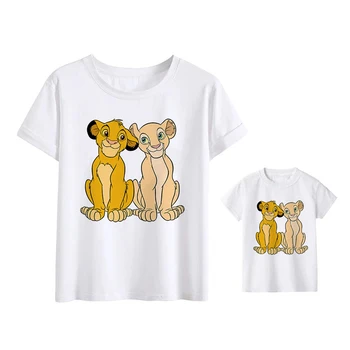 Ženy T-tričko Unisex Estetika Lion King Simba a Nala Grafické Krátky Rukáv Deti, T Košele Famliy Vzhľad