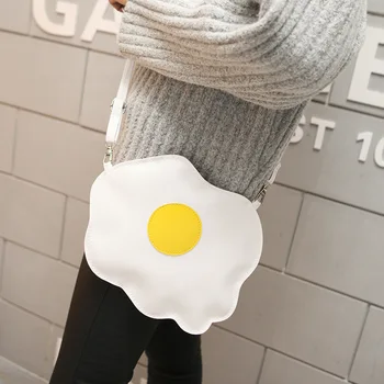 ženy taška PU Klapka Jeden Bežné Pevné Zips, Tašky cez Rameno, Poached Egg Kórea Originality telefón taška kabelku