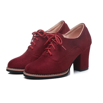 Ženy Topánky Plus Veľkosť Vysokom Podpätku, Členkové topánky v Zime Teplé Topánky Modré, Červené, Čierne šnurovacie Topánky
