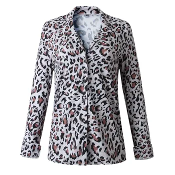 Ženy Tričko Fashion Leopard Vytlačené Streetwear Sexy V Krku Dlhý Rukáv, Blúzky Singel Svojim Lady Ženy Topy Ženské Košele